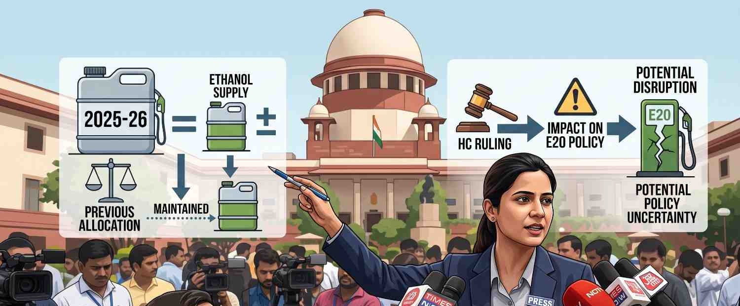 Supreme Court Orders Status Quo on 2025-26 Ethanol Supply Allocation; BPCL Warns HC Ruling Could Impact E20 Policy