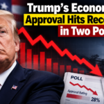 Bar graphic showing Trump's economic approval at 26% in one poll and 31% in another